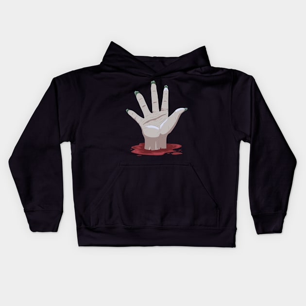 Hand stretches from the grave to the High Five Kids Hoodie by rueckemashirt